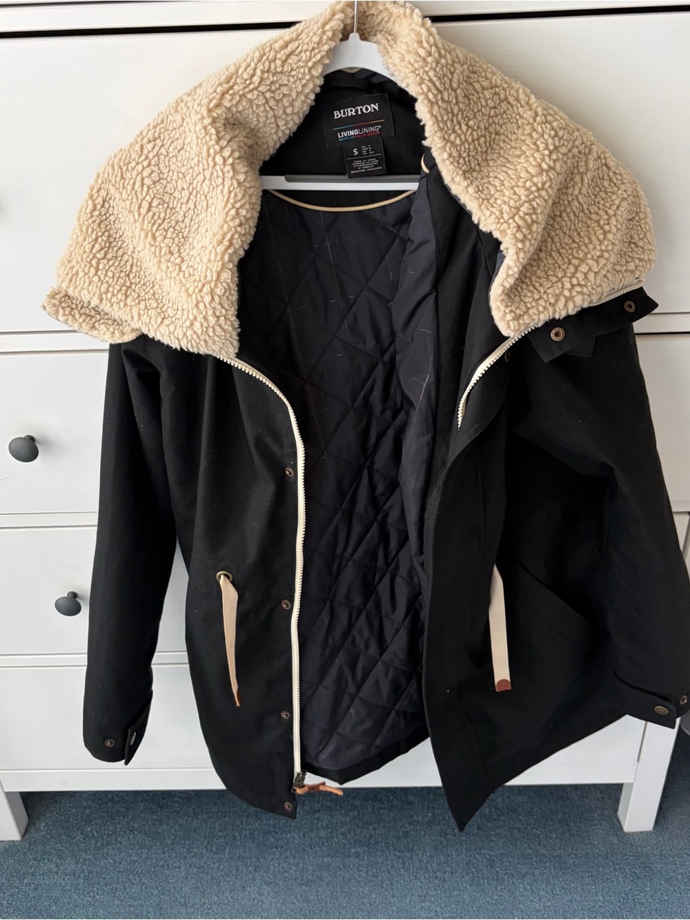 Burton Black Jacket with Cream Sherpa Trim